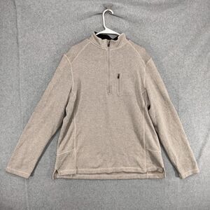 Woolrich 1/4 Zip Pullover Sweater Mens Sz XL Beige Mock Neck Long Sleeve Casual